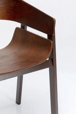 New KARE Design Krzesło do jadalni z podłokietnikami brązowe sklejka i stal 56x77 cm - KARE