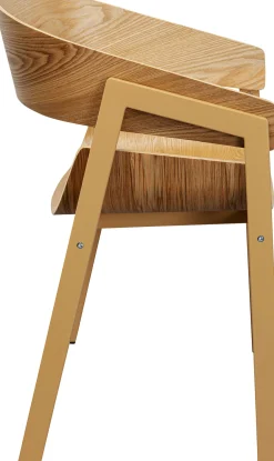 New KARE Design Krzesło do jadalni z podłokietnikami naturalne sklejka i stal 56x77 cm - KARE