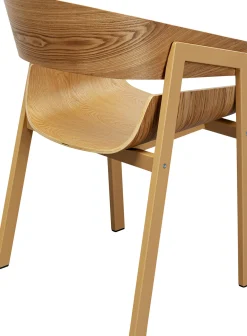 New KARE Design Krzesło do jadalni z podłokietnikami naturalne sklejka i stal 56x77 cm - KARE
