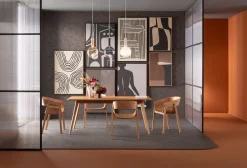 New KARE Design Krzesło do jadalni z podłokietnikami naturalne sklejka i stal 56x77 cm - KARE