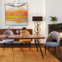 Hot KARE Design Krzesło do salonu tapicerowane niebieskie nogi czarno-złote - KARE