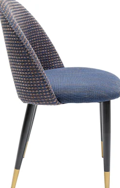 Hot KARE Design Krzesło do salonu tapicerowane niebieskie nogi czarno-złote - KARE