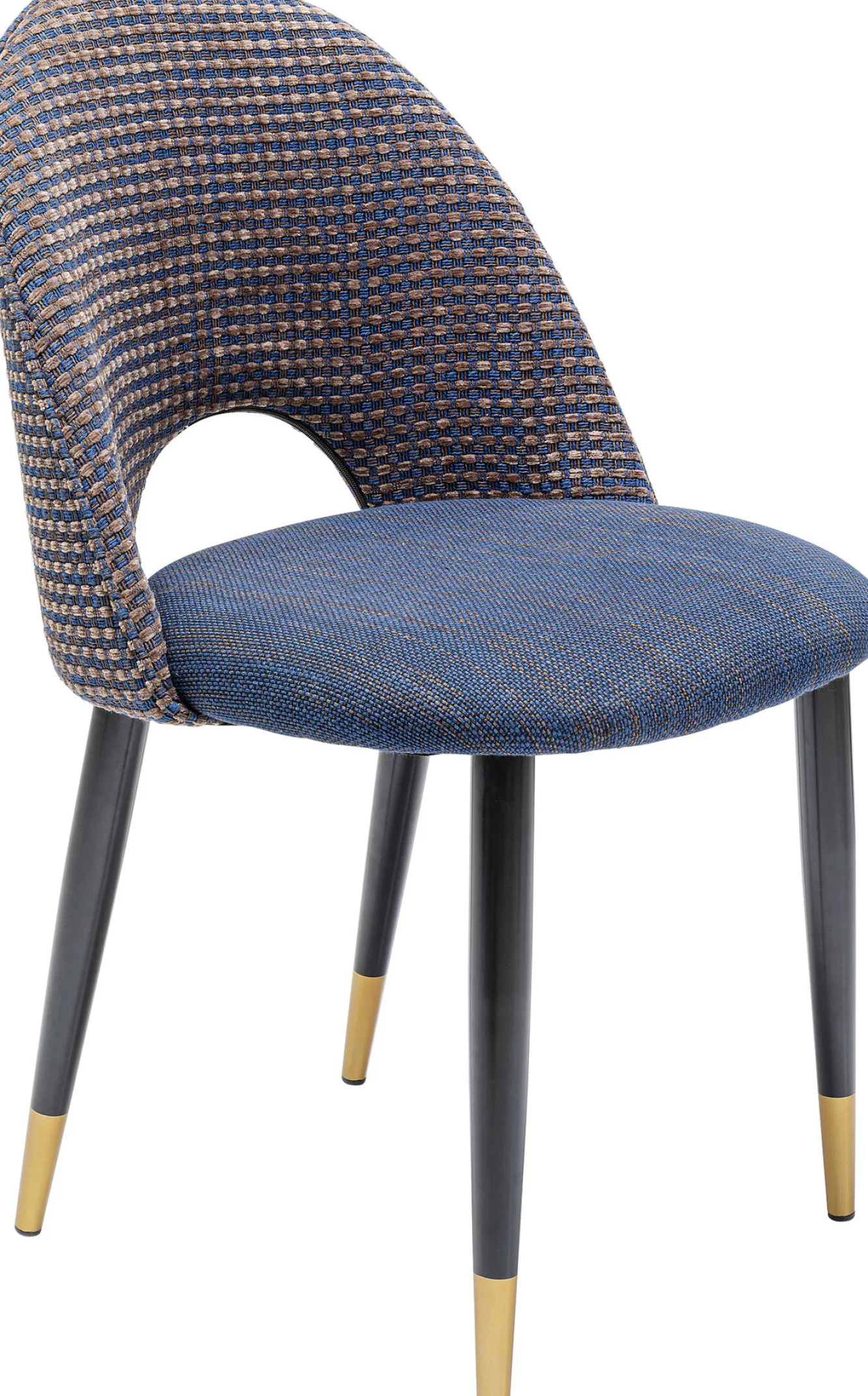 Hot KARE Design Krzesło do salonu tapicerowane niebieskie nogi czarno-złote - KARE