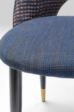 Hot KARE Design Krzesło do salonu tapicerowane niebieskie nogi czarno-złote - KARE