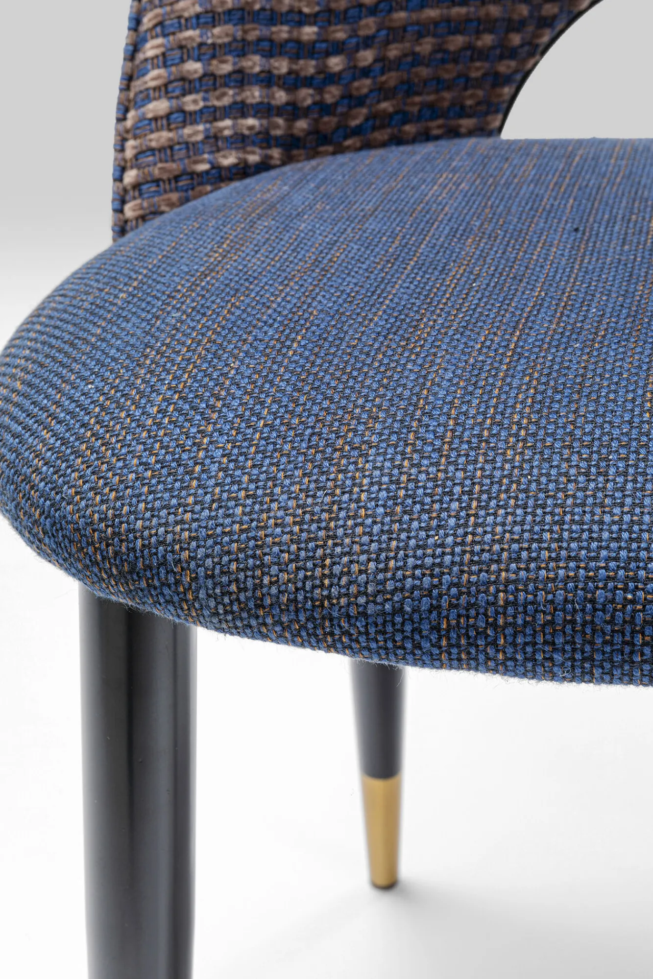 Hot KARE Design Krzesło do salonu tapicerowane niebieskie nogi czarno-złote - KARE
