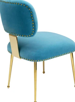 Discount KARE Design Krzesło glamour welurowe niebieskie nogi złote 49x82 cm - KARE