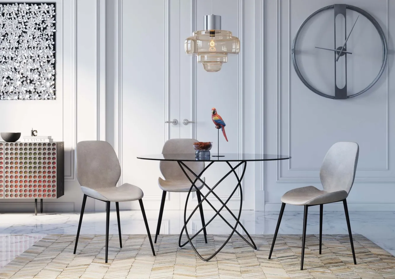 Outlet KARE Design Krzesło Honey Moon 47x87 cm szare ekoskóra - KARE