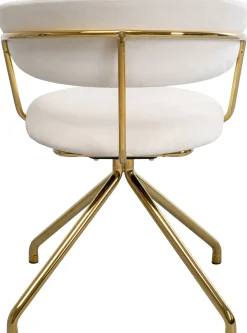 Clearance KARE Design Krzesło obrotowe aksamitne kremowe nogi złote 57x78 cm - KARE