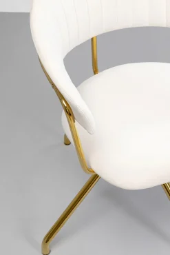 Clearance KARE Design Krzesło obrotowe aksamitne kremowe nogi złote 57x78 cm - KARE