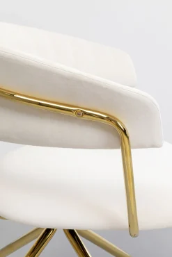 Clearance KARE Design Krzesło obrotowe aksamitne kremowe nogi złote 57x78 cm - KARE