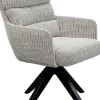 Online KARE Design Krzesło obrotowe tapicerowane szare z podłokietnikami nogi czarne drewniane 59x89 cm - KARE