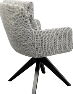 Online KARE Design Krzesło obrotowe tapicerowane szare z podłokietnikami nogi czarne drewniane 59x89 cm - KARE