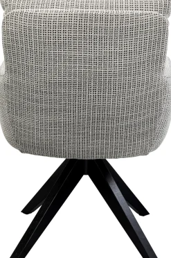 Online KARE Design Krzesło obrotowe tapicerowane szare z podłokietnikami nogi czarne drewniane 59x89 cm - KARE