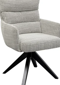 Online KARE Design Krzesło obrotowe tapicerowane szare z podłokietnikami nogi czarne drewniane 59x89 cm - KARE