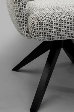 Online KARE Design Krzesło obrotowe tapicerowane szare z podłokietnikami nogi czarne drewniane 59x89 cm - KARE