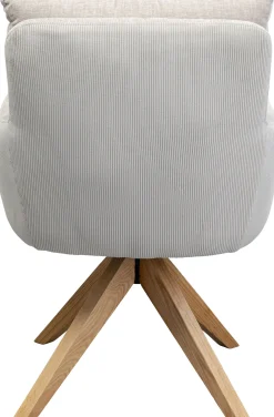 Discount KARE Design Krzesło obrotowe tapicerowane beżowoszare z podłokietnikami nogi drewniane 59x89 cm - KARE
