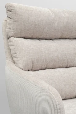 Discount KARE Design Krzesło obrotowe tapicerowane beżowoszare z podłokietnikami nogi drewniane 59x89 cm - KARE