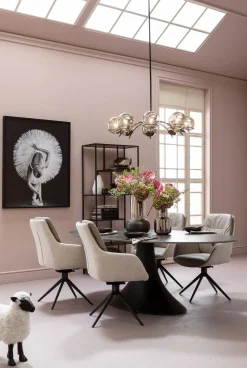 Clearance KARE Design Krzesło obrotowe z podłokietnikami Amira 50x87 cm beżowe - KARE