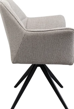 Clearance KARE Design Krzesło obrotowe z podłokietnikami tapicerowane szare nogi czarne 65x85 cm - KARE