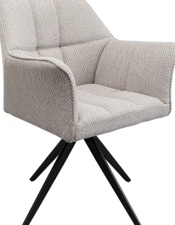 Clearance KARE Design Krzesło obrotowe z podłokietnikami tapicerowane szare nogi czarne 65x85 cm - KARE