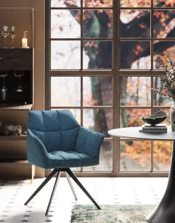 Discount KARE Design Krzesło obrotowe z podłokietnikami tapicerowane zielone nogi czarne 66x84 cm - KARE