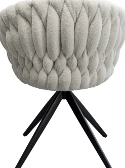 Outlet KARE Design Krzesło obrotowe z podłokietnikami białe nogi czarne ze stali 62x78 cm - KARE
