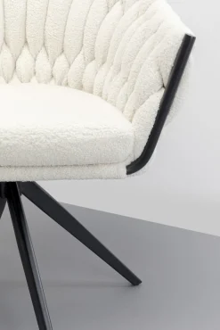 Outlet KARE Design Krzesło obrotowe z podłokietnikami białe nogi czarne ze stali 62x78 cm - KARE