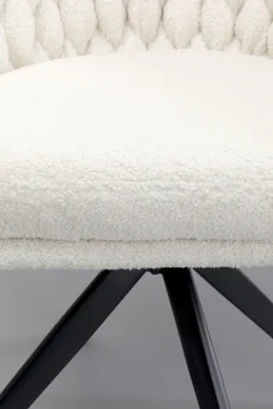 Outlet KARE Design Krzesło obrotowe z podłokietnikami białe nogi czarne ze stali 62x78 cm - KARE