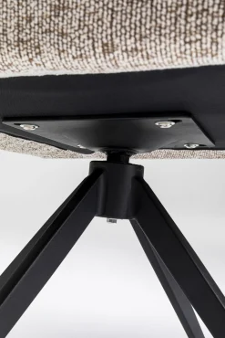 Discount KARE Design Krzesło obrotowe z podłokietnikami tapicerowane beżowe nogi czarne 66x84 cm - KARE