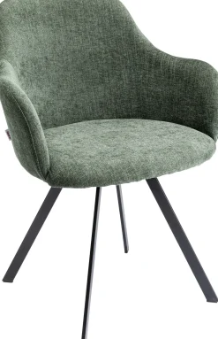 Outlet KARE Design Krzesło obrotowe z podłokietnikami zielone nogi czarne 62x83 cm - KARE