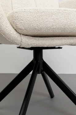 Online KARE Design Krzesło obrotowe z podłokietnikami pikowane beżowe nogi czarne stalowe 69x87 cm - KARE