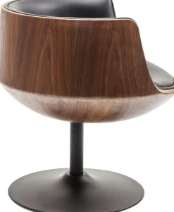 Best KARE Design Krzesło obrotowe z podłokietnikami Club 54 62x68 cm czarno-brązowe - KARE