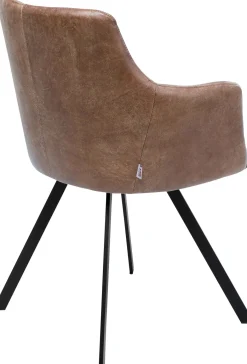 Clearance KARE Design Krzesło obrotowe z podłokietnikami brązowe nogi stal czarne 53x84 cm - KARE