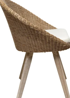 Hot KARE Design Krzesło ogrodowe naturalne rattanowe nogi drewniane akacjowe 63x81 cm - KARE