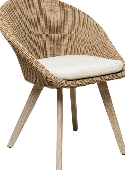 Hot KARE Design Krzesło ogrodowe naturalne rattanowe nogi drewniane akacjowe 63x81 cm - KARE