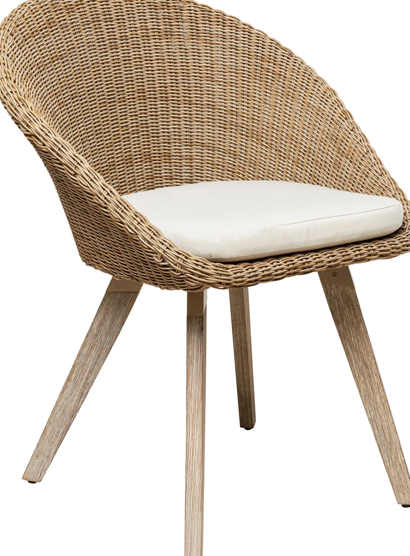 Hot KARE Design Krzesło ogrodowe naturalne rattanowe nogi drewniane akacjowe 63x81 cm - KARE