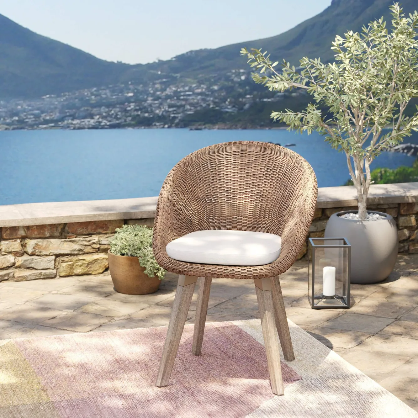 Hot KARE Design Krzesło ogrodowe naturalne rattanowe nogi drewniane akacjowe 63x81 cm - KARE