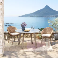 Hot KARE Design Krzesło ogrodowe naturalne rattanowe nogi drewniane akacjowe 63x81 cm - KARE