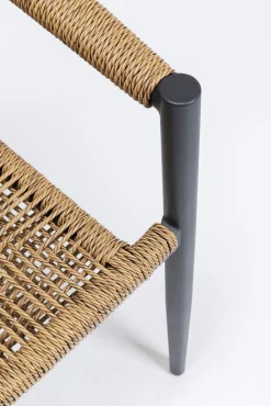 Online KARE Design Krzesło ogrodowe z podłokietnikami beżowe nogi czarne 57x77 cm - KARE