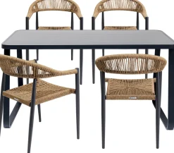 Online KARE Design Krzesło ogrodowe z podłokietnikami beżowe nogi czarne 57x77 cm - KARE