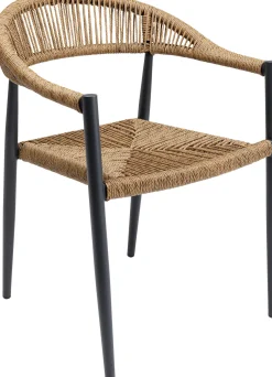 Online KARE Design Krzesło ogrodowe z podłokietnikami beżowe nogi czarne 57x77 cm - KARE