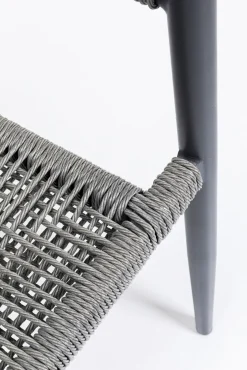 Clearance KARE Design Krzesło ogrodowe z podłokietnikami szare nogi czarne 57x77 cm - KARE