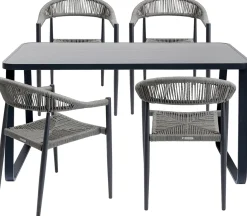 Clearance KARE Design Krzesło ogrodowe z podłokietnikami szare nogi czarne 57x77 cm - KARE