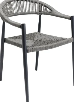 Clearance KARE Design Krzesło ogrodowe z podłokietnikami szare nogi czarne 57x77 cm - KARE