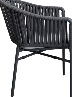 Discount KARE Design Krzesło ogrodowe z podłokietnikami ciemnoszare rama aluminiowa 57x76 cm - KARE