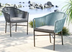 Discount KARE Design Krzesło ogrodowe z podłokietnikami ciemnoszare rama aluminiowa 57x76 cm - KARE