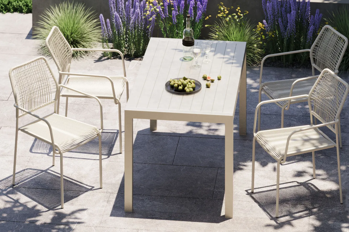 Online KARE Design Krzesło ogrodowe z podłokietnikami w kolorze szarym ażurowe 54x85 cm - KARE