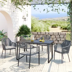 Online KARE Design Krzesło ogrodowe z podłokietnikami Wave 66x79 cm szare - KARE