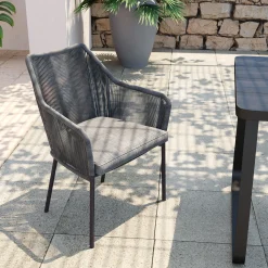 Online KARE Design Krzesło ogrodowe z podłokietnikami Wave 66x79 cm szare - KARE