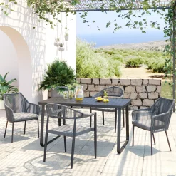 Online KARE Design Krzesło ogrodowe z podłokietnikami Wave 66x79 cm szare - KARE